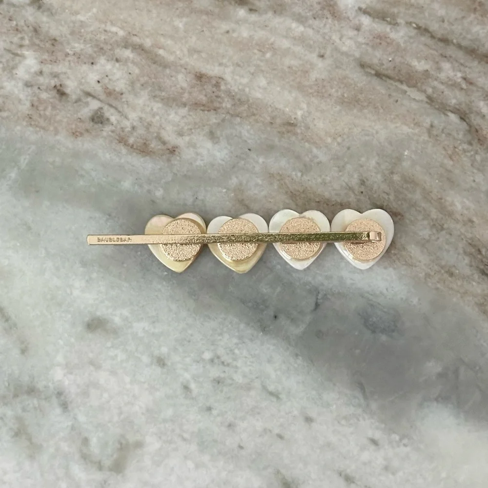 BaubleBar Heart Shaped White Mother of Pearl Look Hair Barrette